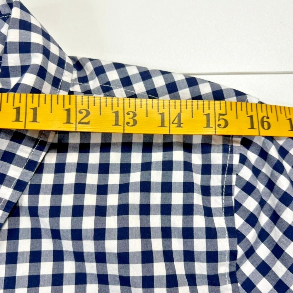Vineyard Vines Button Down Women 12 Navy Gingham Whale Logo Classic Fit Preppy - Picture 7 of 10